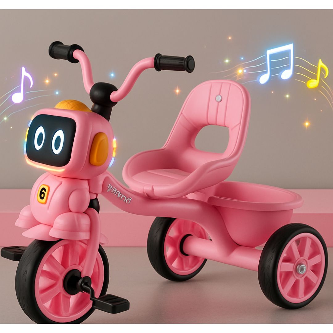 TRICICLO PARA NIÑOS TRICYBOT MUSICAL Y LUZ COLOR ROSADO - 2