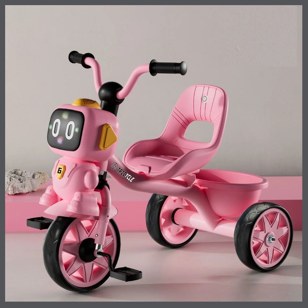 TRICICLO PARA NIÑOS TRICYBOT MUSICAL Y LUZ COLOR ROSADO - 3