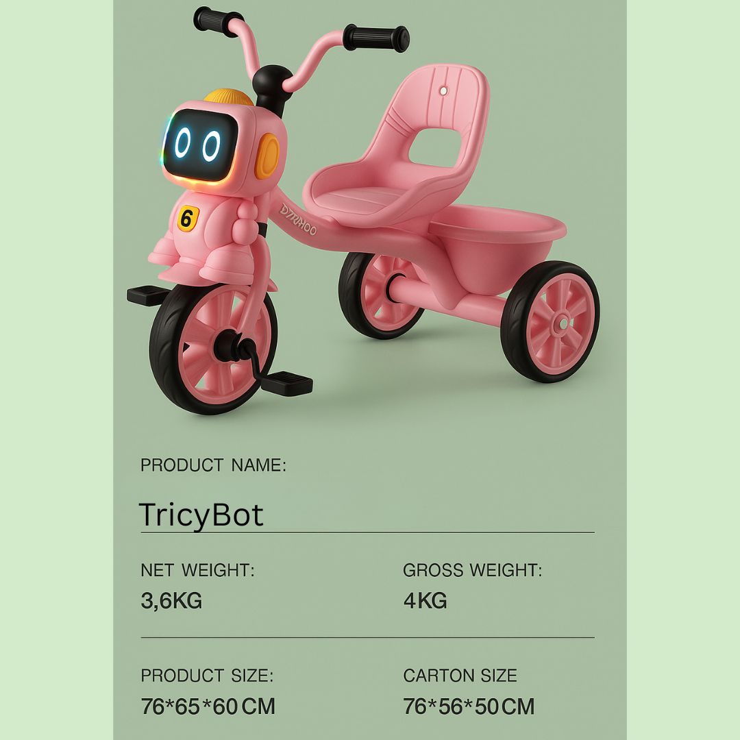 TRICICLO PARA NIÑOS TRICYBOT MUSICAL Y LUZ COLOR ROSADO - 5
