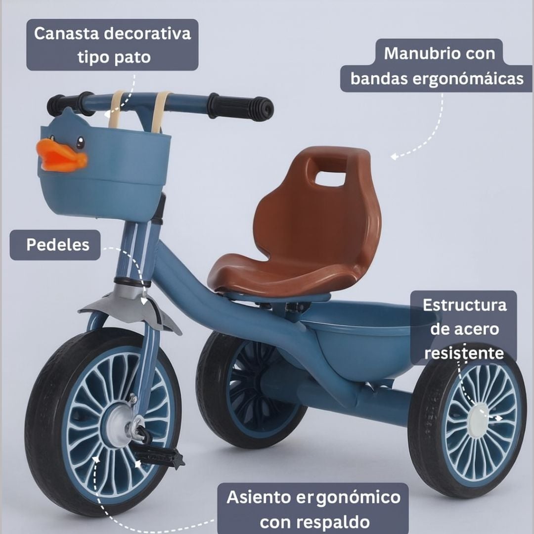 TRICICLO PARA NIÑOS MULTIFUNCIONAL DUCKBILL AZUL - 3