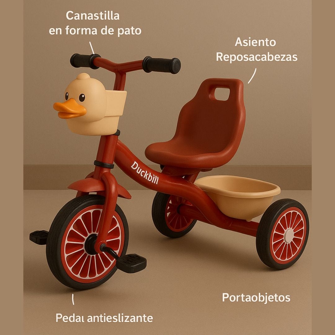 TRICICLO PARA NIÑOS MULTIFUNCIONAL DUCKBILL ROJO - 2