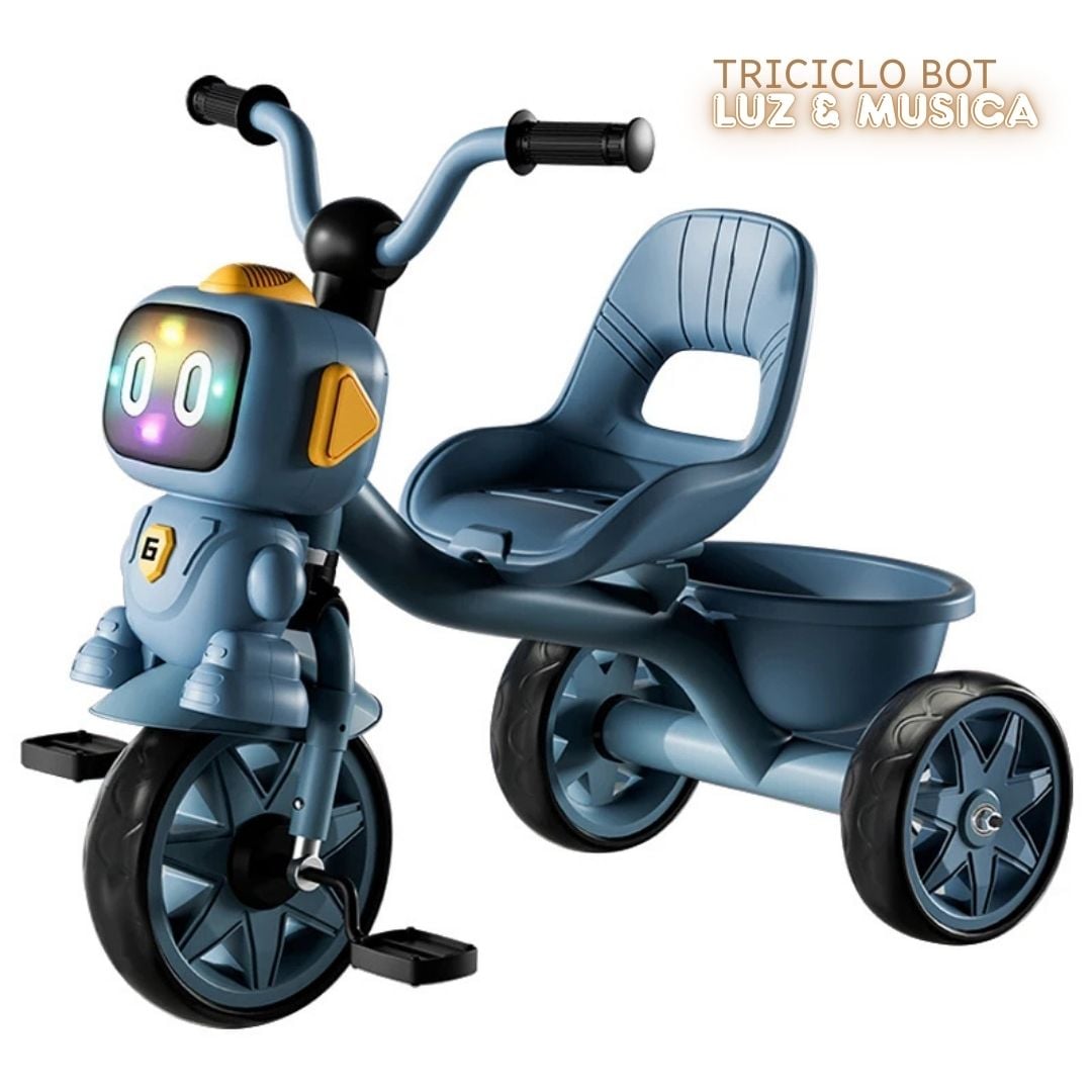 TRICICLO PARA NIÑOS TRICYBOT MUSICAL Y LUZ COLOR AZUL - 1