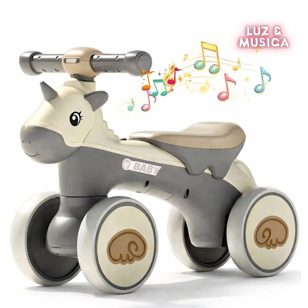 BICICLETA SCOOTER UNICORNIO PARA NIÑOS CON LUCES Y MUSICAL - GRIS - 1