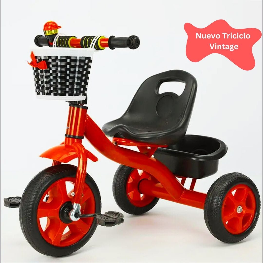 TRICICLO PARA NIÑOS BICICLETA VINTAGE - ROJO - 1