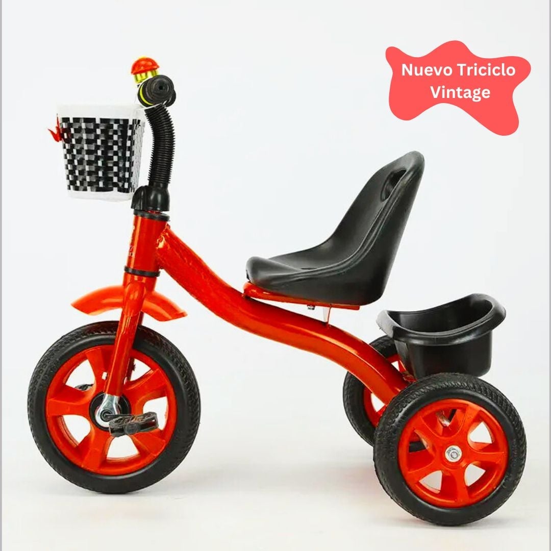TRICICLO PARA NIÑOS BICICLETA VINTAGE - ROJO - 4