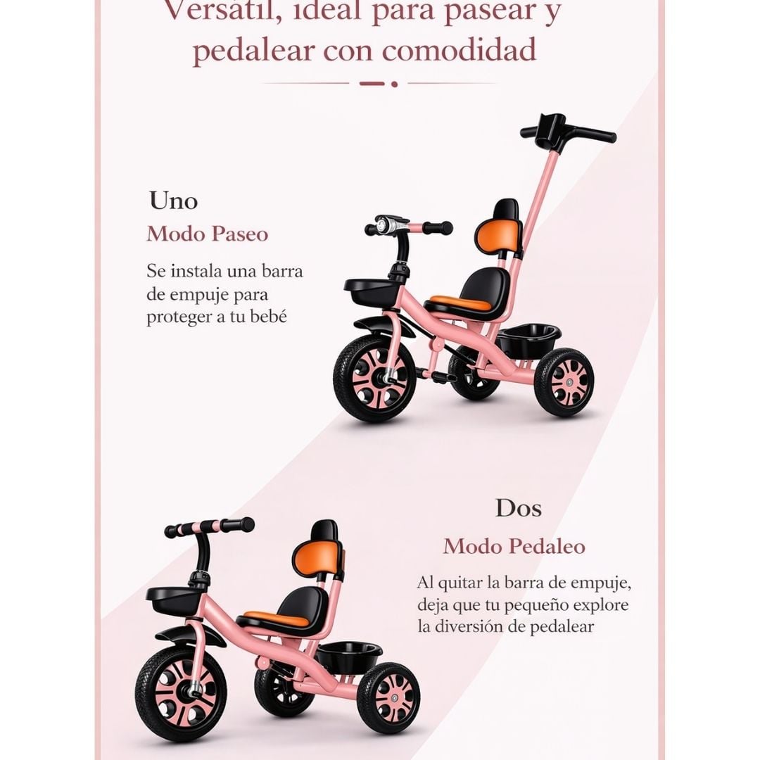 TRICICLO GUIADOR FLASH LIGTH PARA NIÑOS - 3