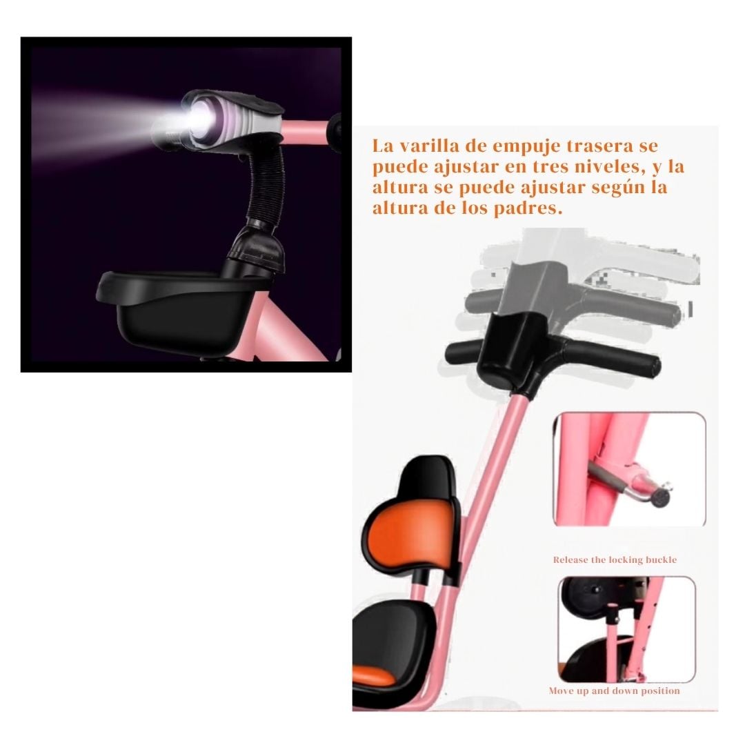 TRICICLO GUIADOR FLASH LIGTH PARA NIÑOS - 4