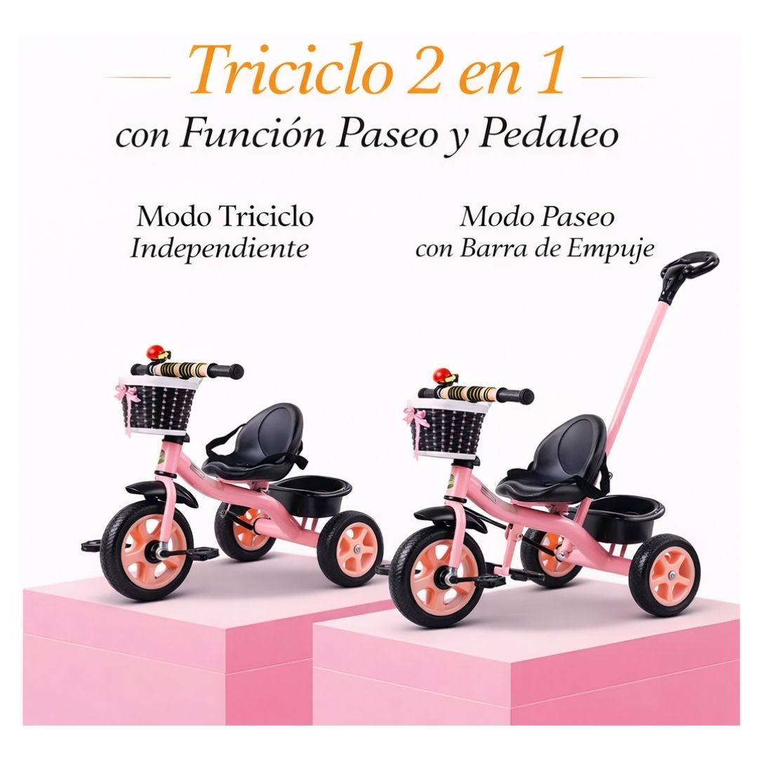 TRICICLO GUIADOR VINTAGE PARA NIÑOS - 2