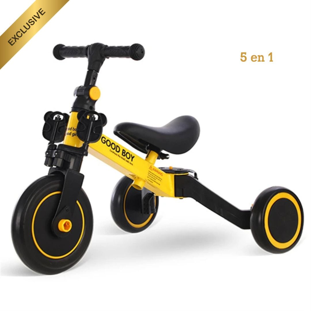 BICICLETA TRICICLO HELIOS ECOGRILL AMARILLO 5 EN 1 PLEGABLE NIÑOS - 1