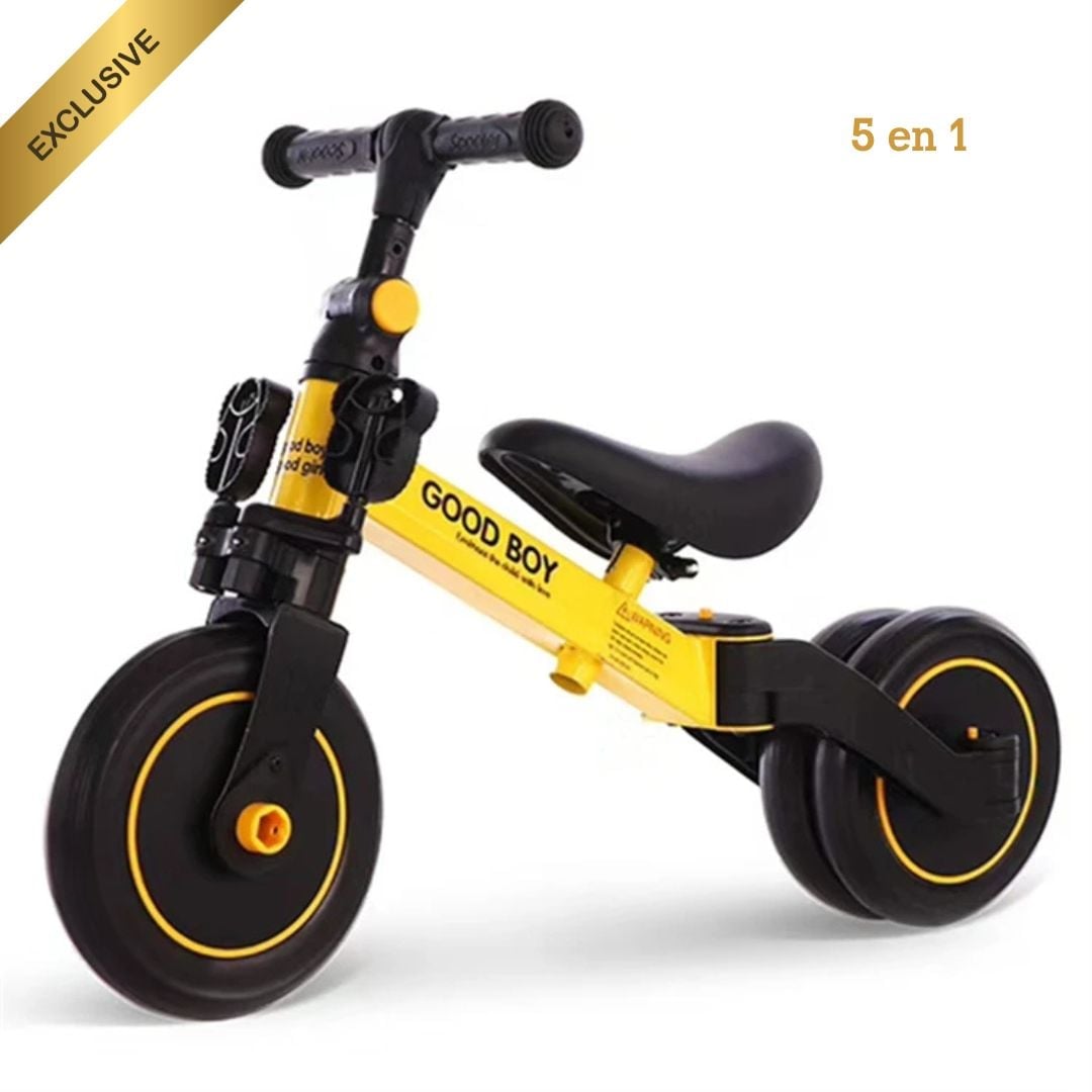 BICICLETA TRICICLO HELIOS ECOGRILL AMARILLO 5 EN 1 PLEGABLE NIÑOS - 2