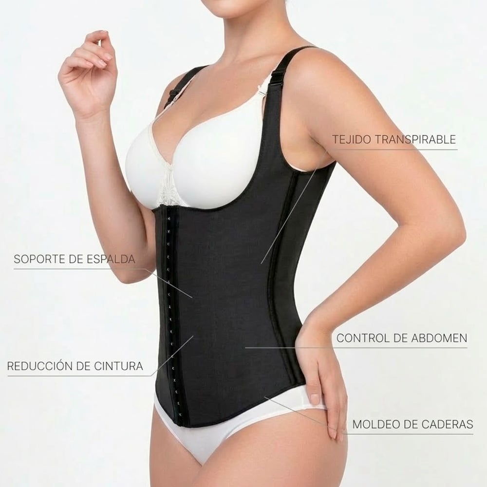 FAJA MUJER SILHOUETTE NEGRO 1822 CHALECO LÁTEX - 4