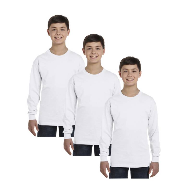 PACK 3 POLOS MANGA LARGA ALGODÓN NIÑO BOSTON BLANCO 916N - 1