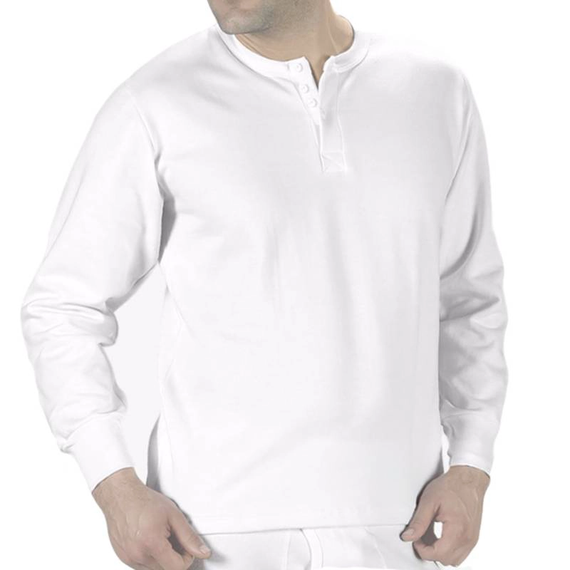 CAMISETA BOSTON MANGA LARGA DE FRANELA CON BOTONES - BLANCO - 1