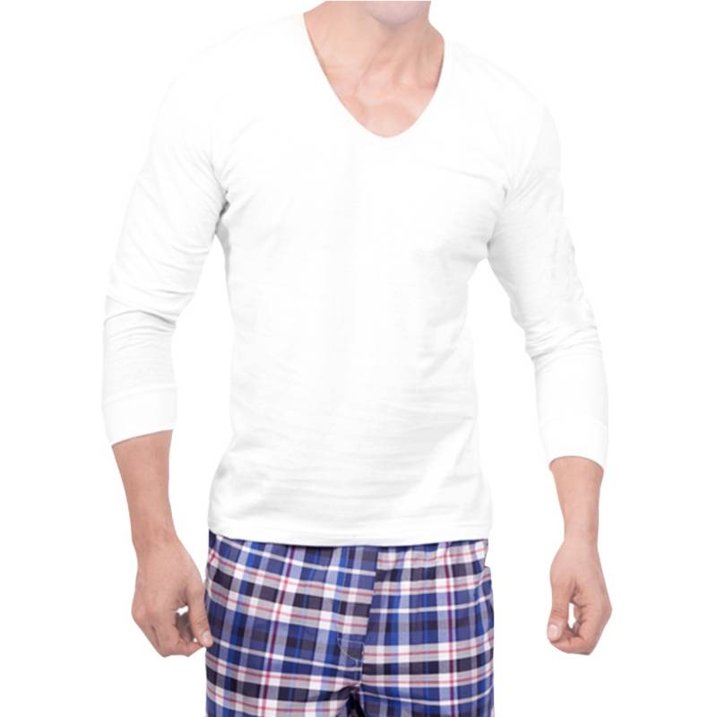 PACK X3 POLOS MANGA LARGA ALGODÓN BOSTON BLANCO 918 CUELLO U - 2