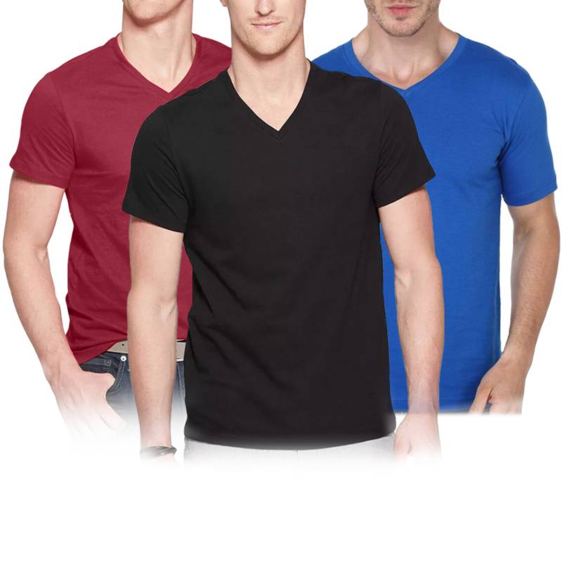 PACK X3 POLOS ALGODÓN BOSTON MULTICOLOR 929 CUELLO V - 1