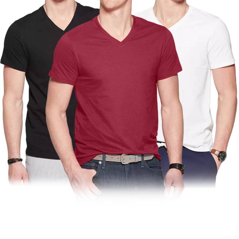 PACK X3 POLOS ALGODÓN BOSTON MULTICOLOR 929 CUELLO V - 1