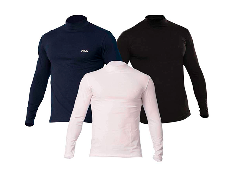 PACK 3 POLOS MANGA LARGA ALGODÓN HOMBRE FILA FC242 CUELLO ALTO - 1
