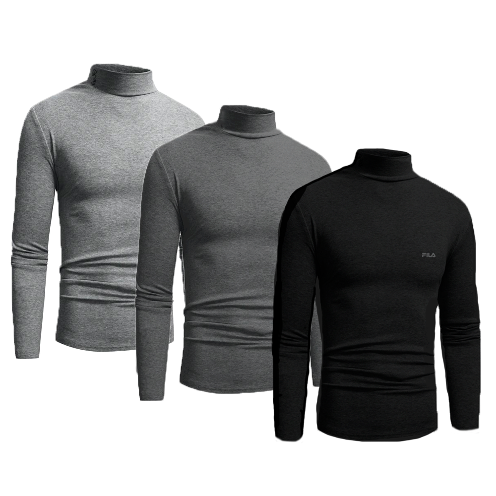 PACK 3 POLOS MANGA LARGA ALGODÓN HOMBRE FILA FC242 CUELLO ALTO - 2 - 1