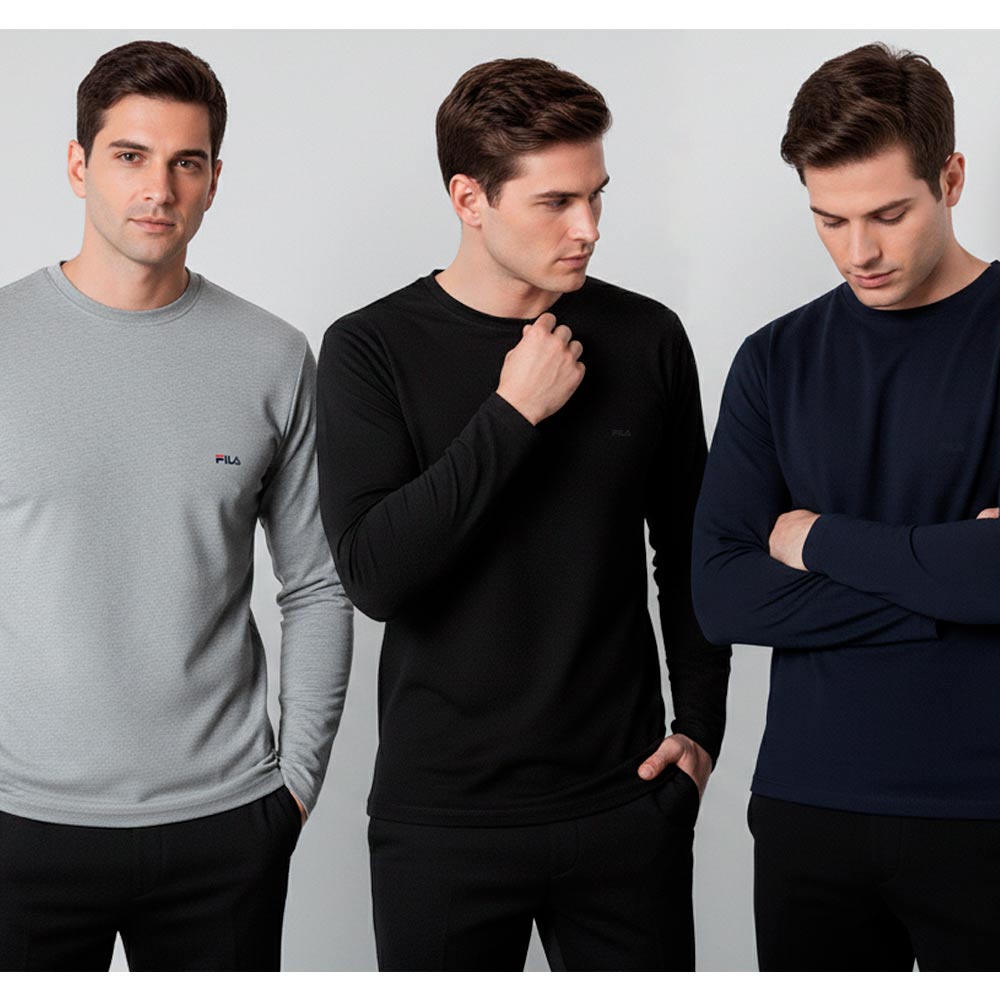 PACK 3 POLOS MANGA LARGA ALGODÓN HOMBRE FILA FC240 CUELLO REDONDO - 2