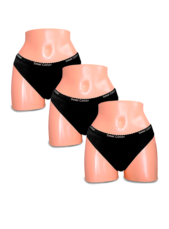 PACK X3 BIKINI ALGODÓN MUJER SWEET COTTON NEGRO 399 - 1