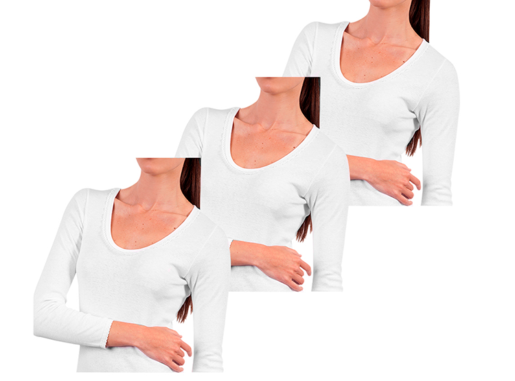 PACK X3 POLOS MANGA LARGA ALGODÓN MUJER SWEET COTTON BLANCO 315 - 1