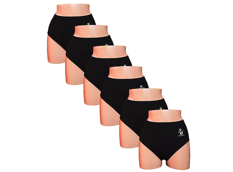 PACK X6 CALZÓN ALGODÓN MUJER MONINA NEGRO TRUSA CLÁSICA - 1