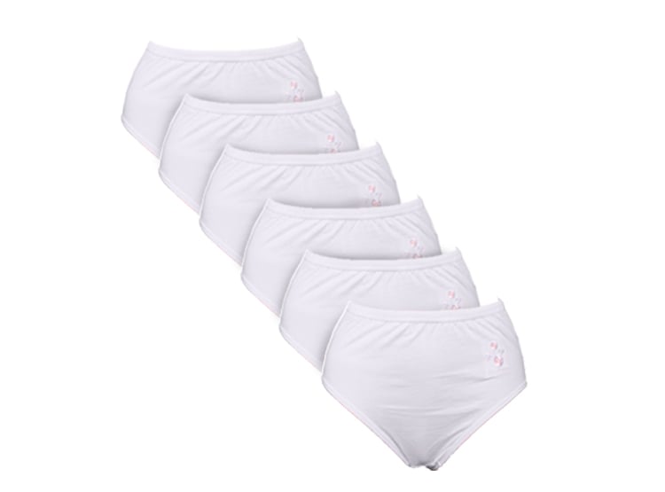 PACK X6 CALZÓN ALGODÓN MUJER MONINA BLANCO TRUSA CLÁSICA - 1