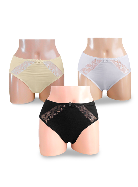 PACK X3 CALZÓN ALGODÓN LICRADO MUJER PETER PAN MULTICOLOR 492 TRUSA CON BLONDA - 1