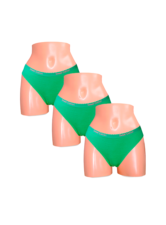 PACK X3 BIKINI ALGODÓN MUJER SWEET COTTON VERDE 399 KIWI - 1