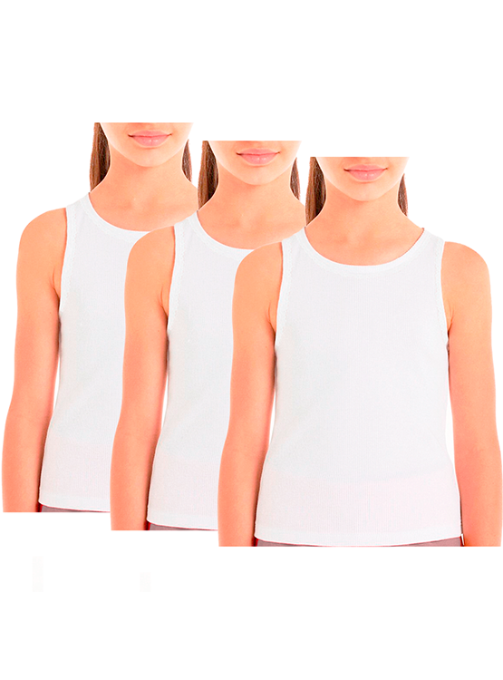 PACK CAMISETAS ALGODÓN NIÑA SWEET COTTON BLANCO 712N X3 SIN MANGAS - 1