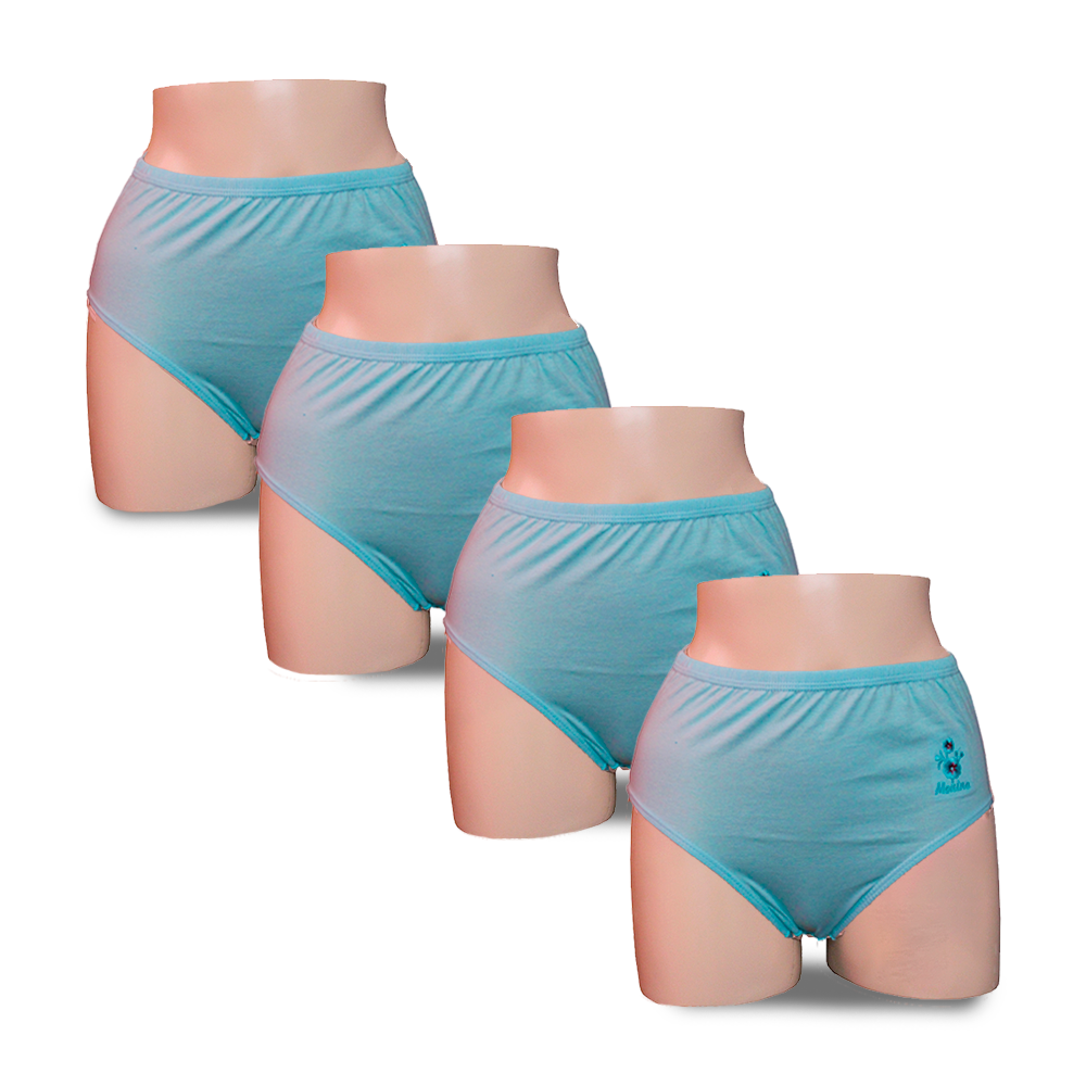 PACK CALZONES ALGODÓN MUJER MONINA CELESTE CLASICA X4 TRUSA - 1