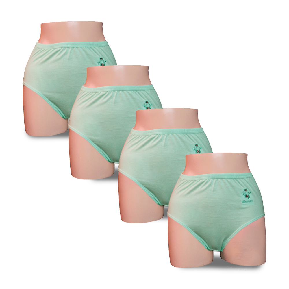 PACK CALZONES ALGODÓN MUJER MONINA VERDE AGUA CLASICA X4 TRUSA - 1