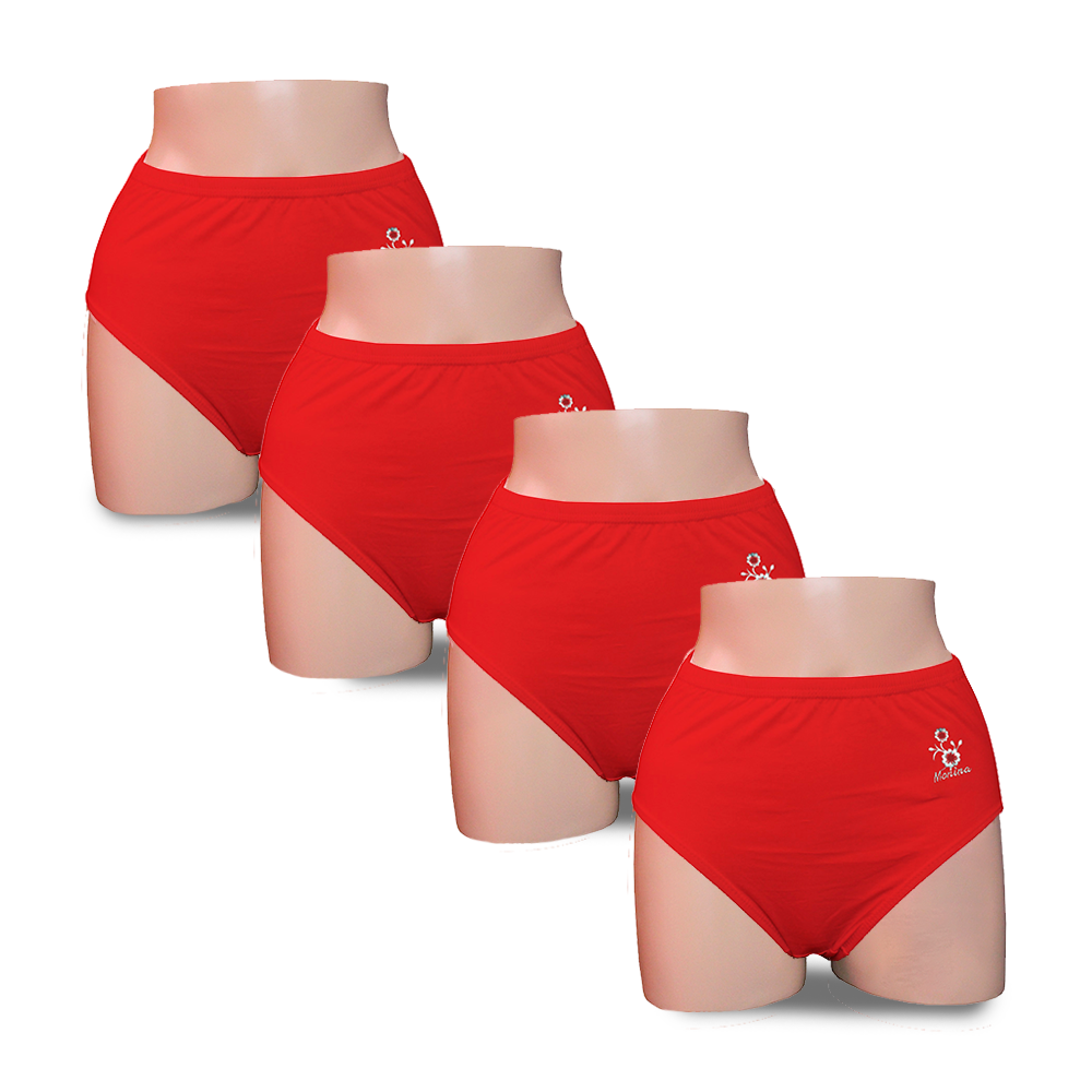 PACK CALZONES ALGODÓN MUJER MONINA ROJO CLASICA X4 TRUSA - 1