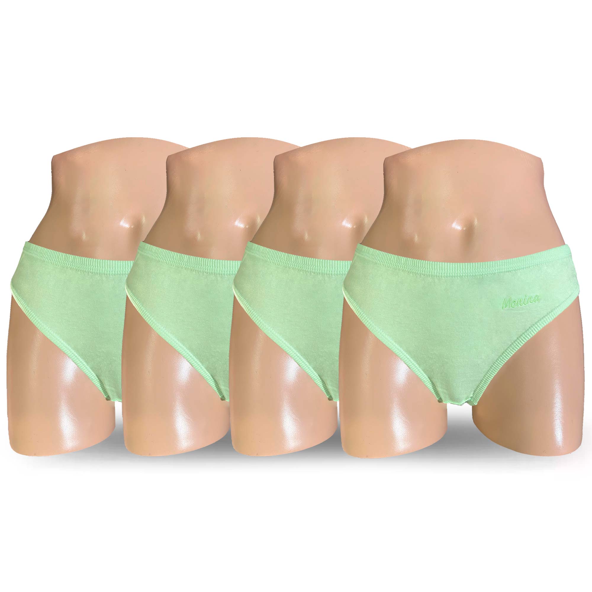 PACK BIKINI ALGODÓN MUJER MONINA VERDE CLARO X4 TRUZA VERDE AGUA - 1