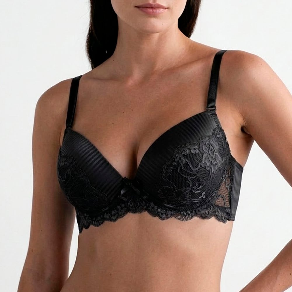 BRASIER REALCE ALTO PETER PAN LICRA ACANALADA NEGRO 6126 - 1
