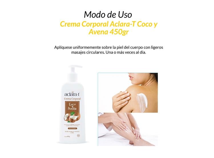 CREMA CORPORAL ACLARA-T COCO Y AVENA 450GR - 2