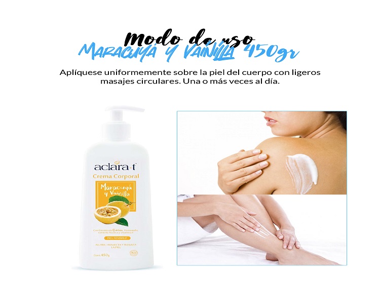 CREMA CORPORAL ACLARA-T MARACUYÁ Y VAINILLA 450GR - 2