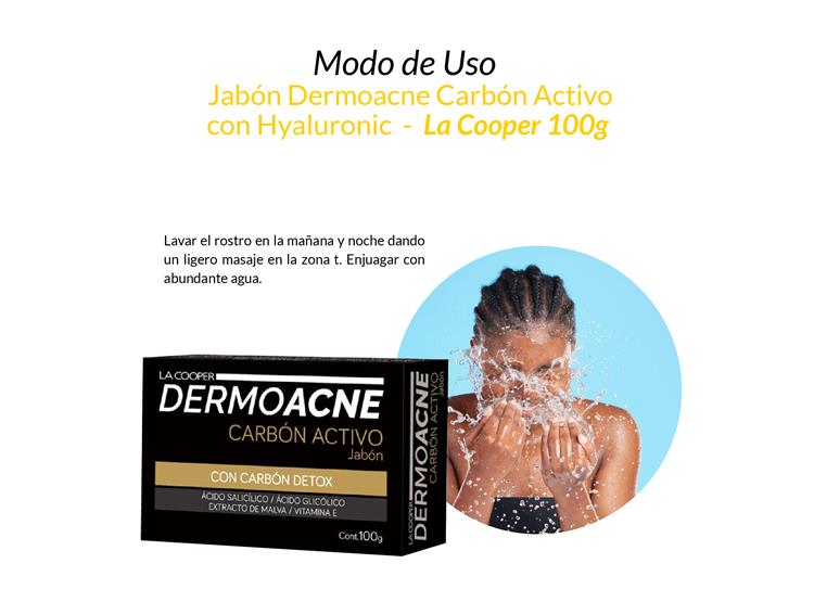 JABÓN DERMOACNE CARBÓN ACTIVO CON HYALURONIC LA COOPER 100GR - 2