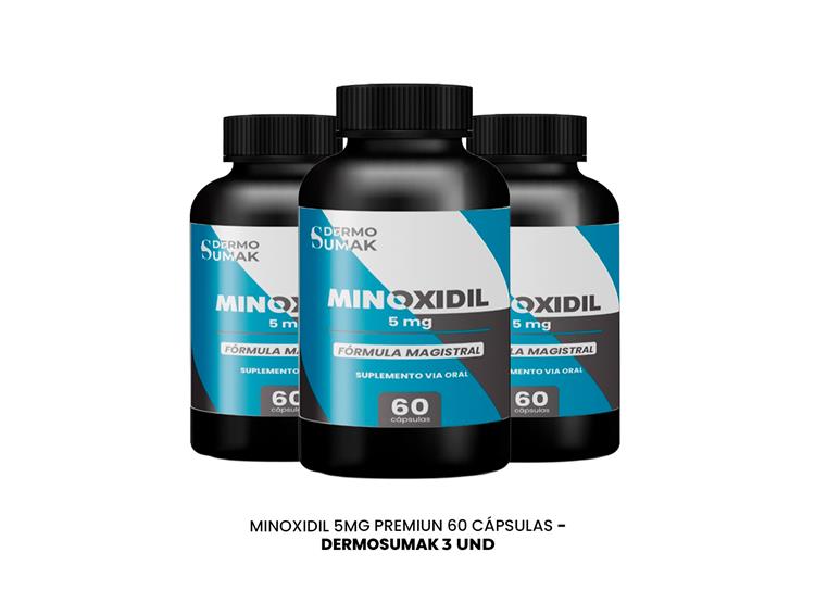 MINOXIDIL 5MG PREMIUN 60 CÁPSULAS DERMOSUMAK 3 UND - 3
