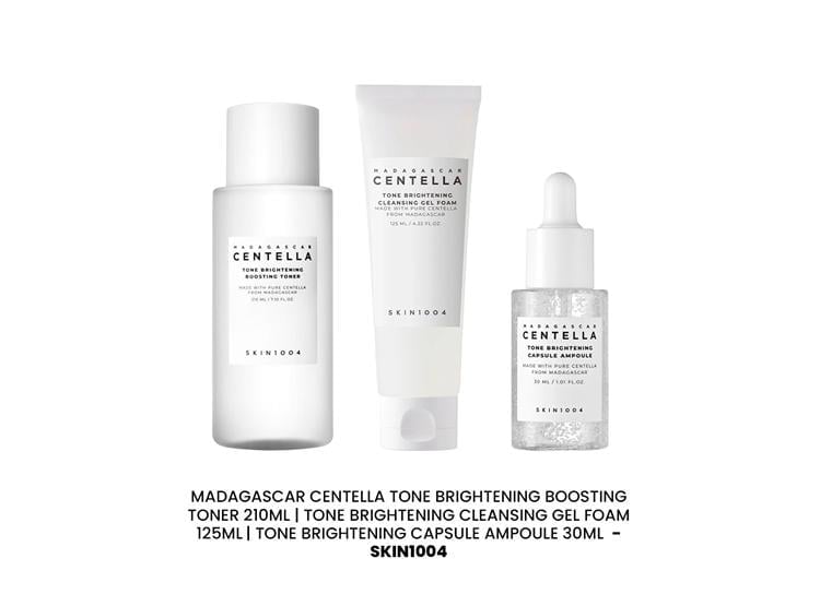 TONE BRIGHTENING GEL FOAM 125ML + TONER 210ML + AMPOULE 30ML SKIN1004 - 1
