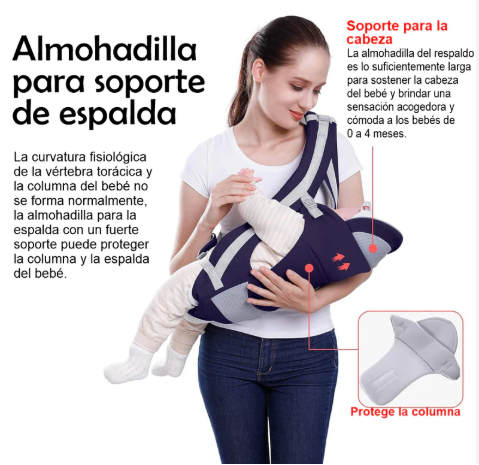CANGURO ERGONÓMICO PARA BEBE DE 15 POSICIONES CON PAÑALERA COLOR AZUL - 10