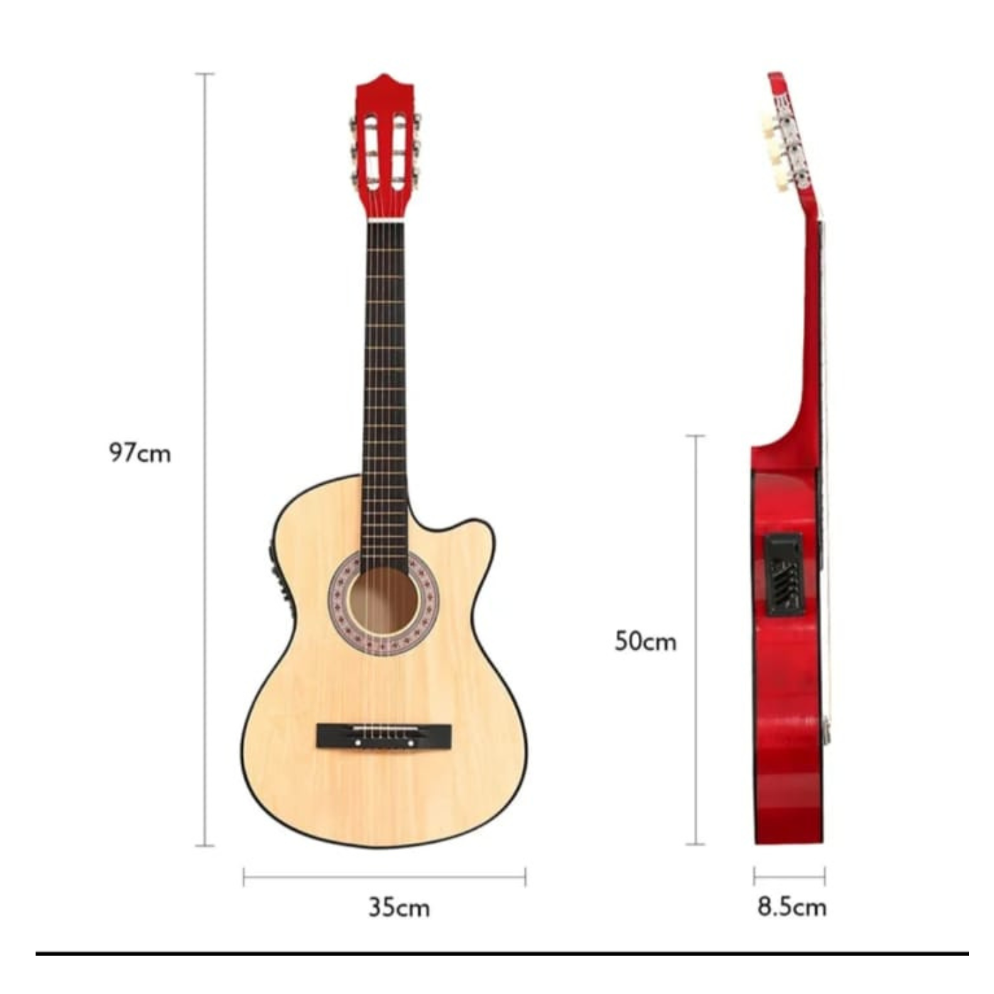 KIT DE GUITARRA COLOR MADERA ELECTROACUSTICA CON ACCESORIOS - 2