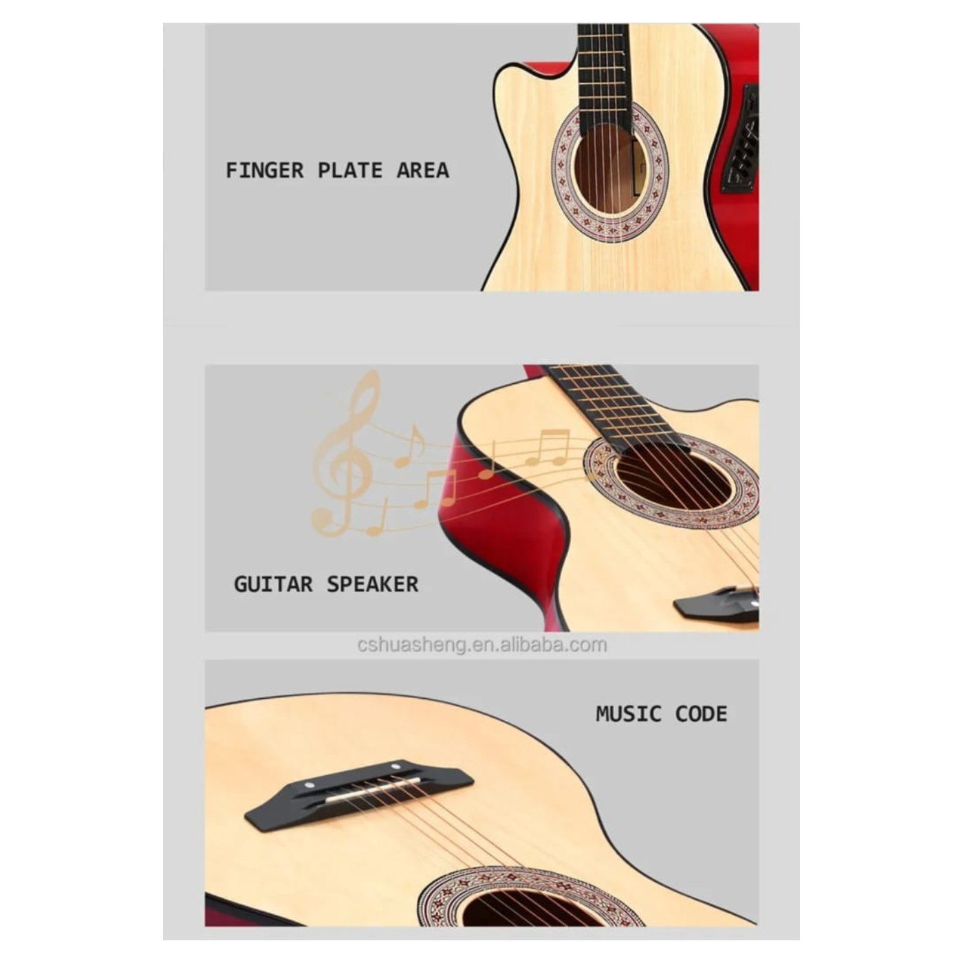KIT DE GUITARRA COLOR MADERA ELECTROACUSTICA CON ACCESORIOS - 3