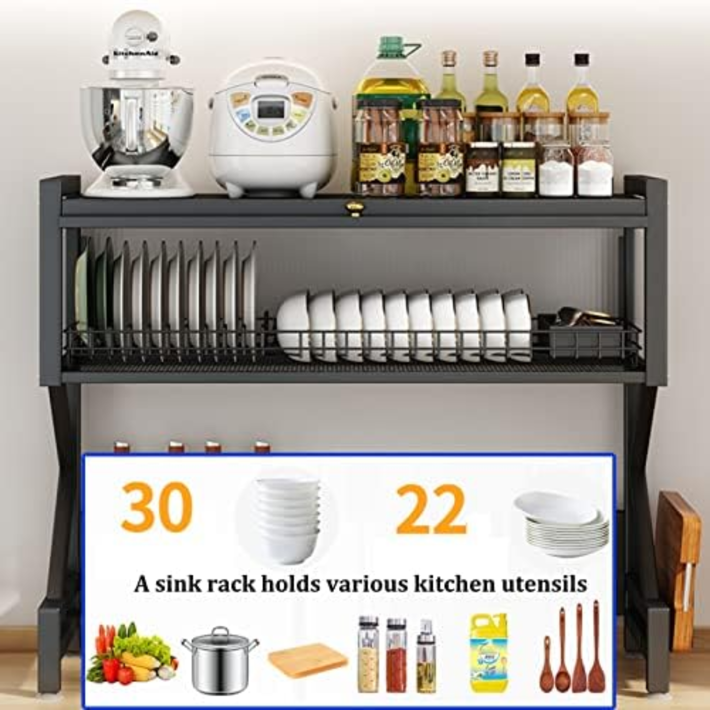 ESCURRIDOR ORGANIZADOR DE PLATOS DE COCINA 85 CM - 6