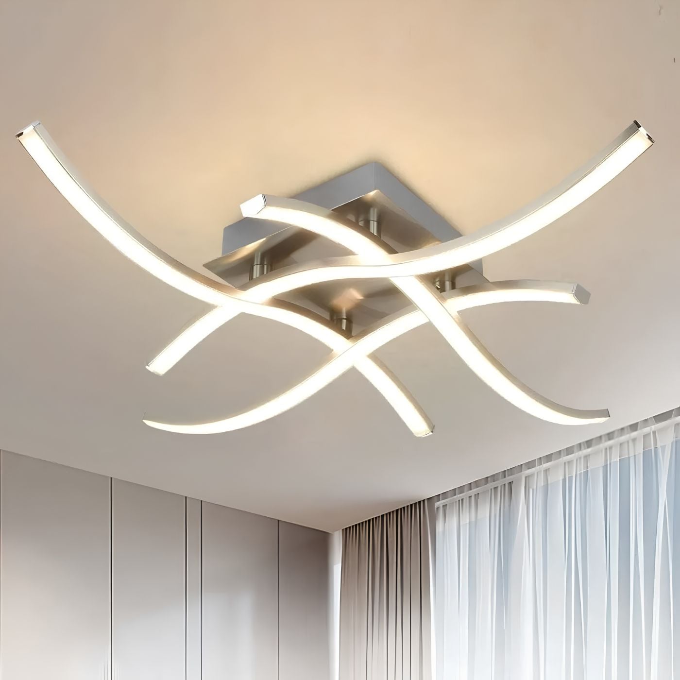 LAMPARA LED DE TECHO MODERNA 4 LUCES (18W) BLANCA - 1
