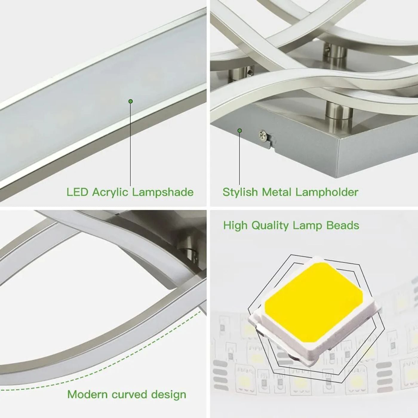 LAMPARA LED DE TECHO MODERNA 4 LUCES (18W) BLANCA - 2