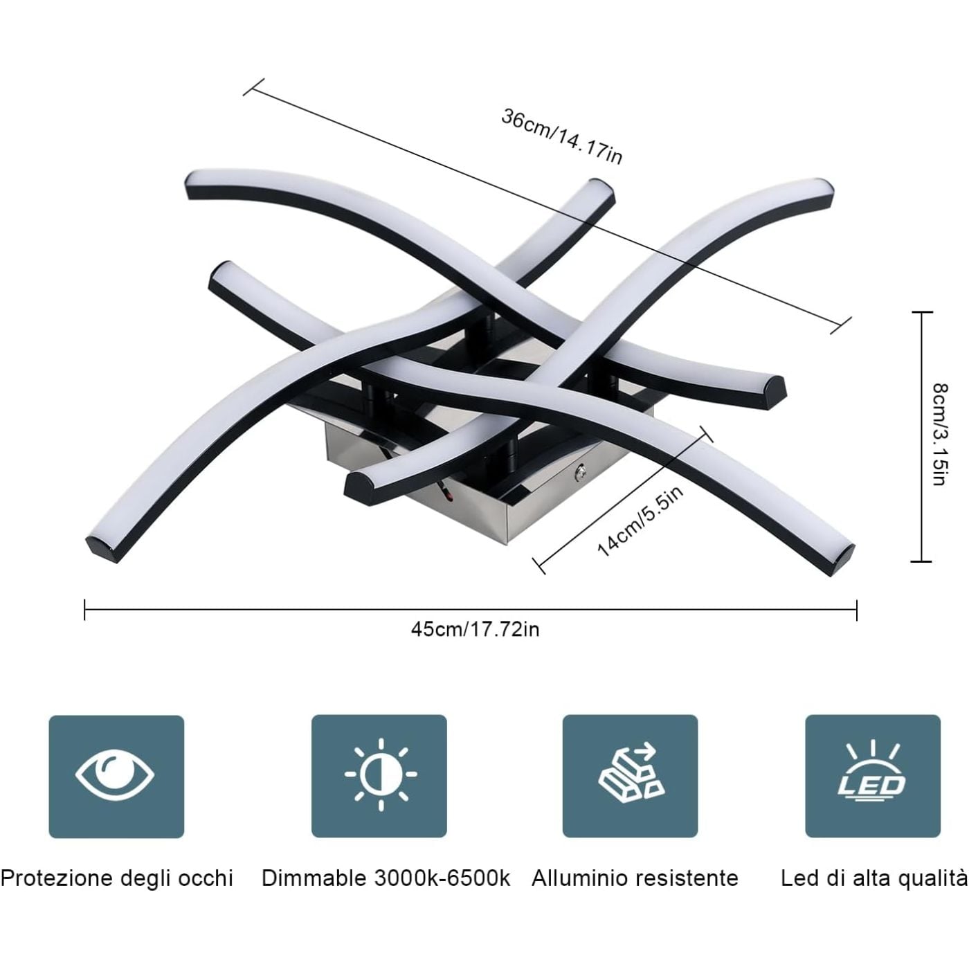 LAMPARA LED DE TECHO MODERNA 4 LUCES (18W) BLANCA - 5