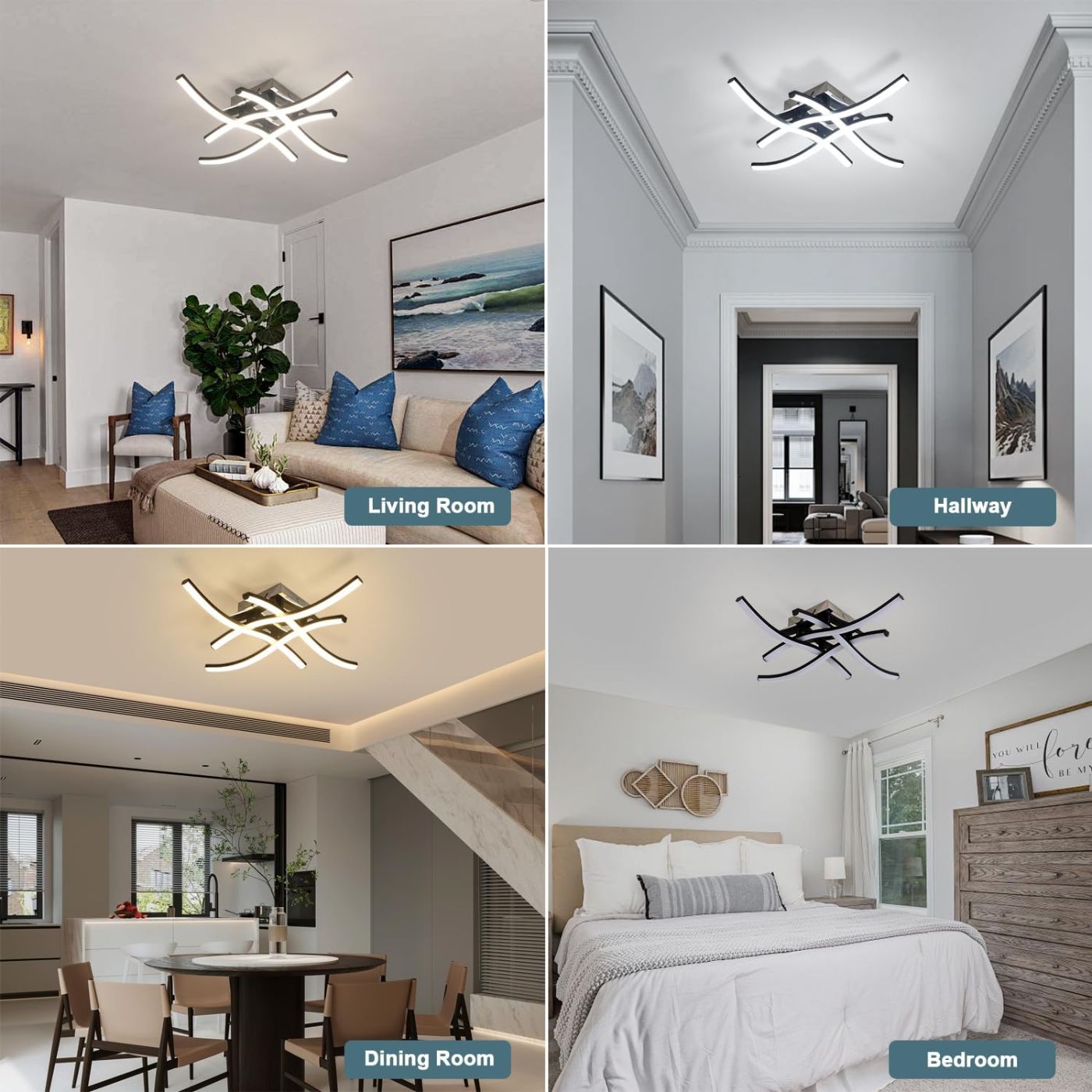 LAMPARA LED DE TECHO MODERNA 4 LUCES (18W) BLANCA - 7