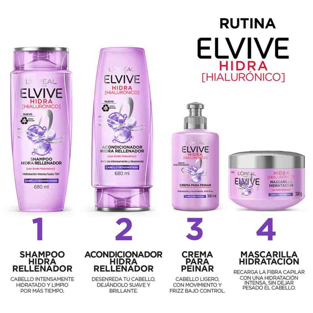 CREMA PARA PEINAR HIDRATACIÓN ELVIVE HIDRA HIALURÓNICO 300 ML - 4