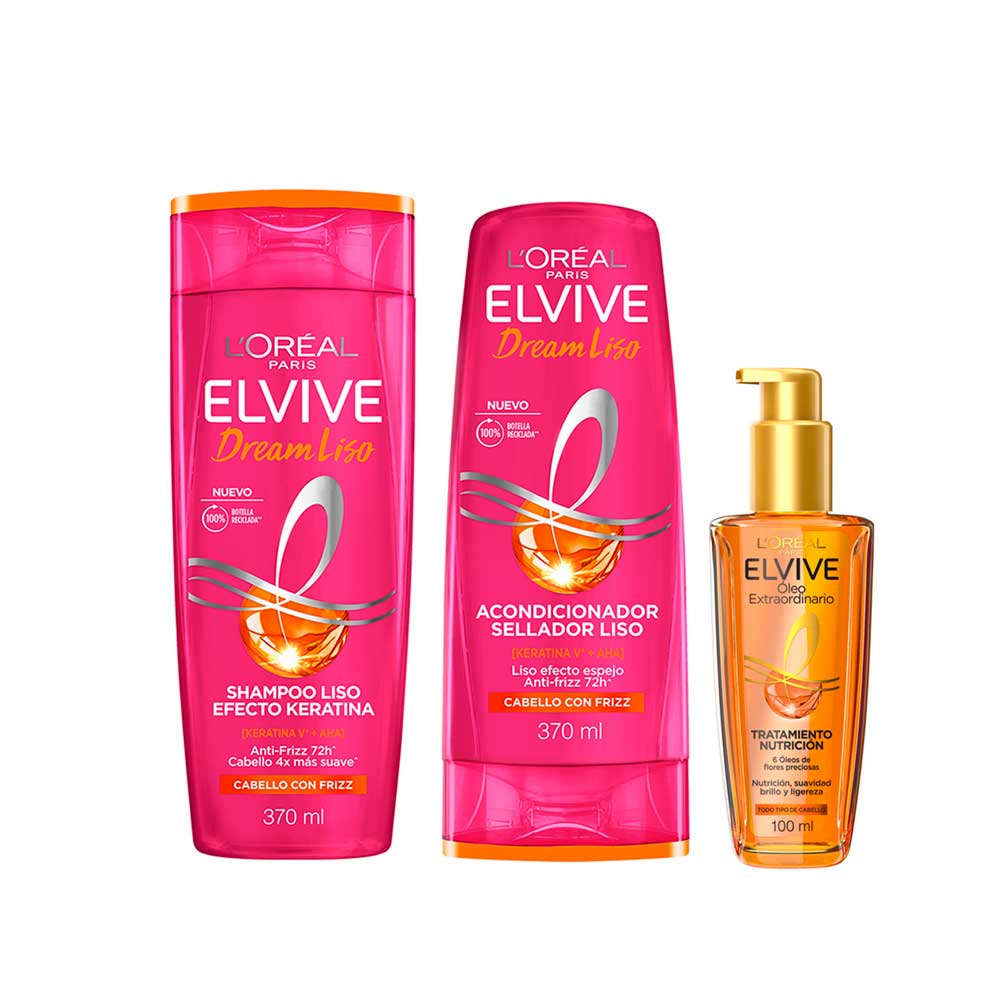 PACK ELVIVE DREAM LISO: SHAMPOO + ACONDICIONADOR + ÓLEO - 1